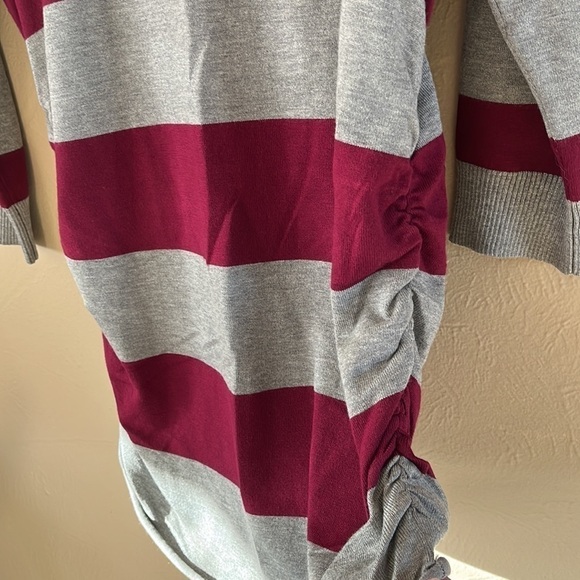 United States Sweaters ruched gray and wine color stripes size L boat neck - Picture 3 of 13